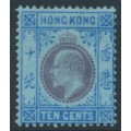 HONG KONG - 1905 10c purple/blue on blue KEVII, multi crown CA watermark, MH – SG # 81