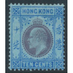HONG KONG - 1905 10c purple/blue on blue KEVII, multi crown CA watermark, MH – SG # 81
