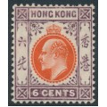 HONG KONG - 1907 6c orange-vermilion/purple KEVII, multi crown CA watermark, MH – SG # 94