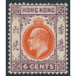 HONG KONG - 1907 6c orange-vermilion/purple KEVII, multi crown CA watermark, MH – SG # 94