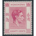 HONG KONG - 1948 80c carmine KGVI definitive, MNH – SG # 154