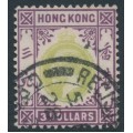 HONG KONG - 1926 $3 green/purple KGV, multi script CA watermark, used – SG # 131