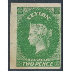 CEYLON - 1857 2d yellowish green QV, imperforate, large star watermark, MNG – SG # 3a