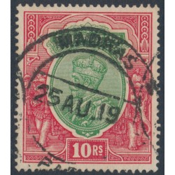 INDIA - 1913 10R green/scarlet KGV, single star watermark, used – SG # 189