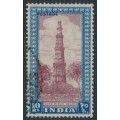 INDIA - 1952 10R purple-brown/blue Qutb Minar, used – SG # 323b