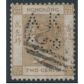 HONG KONG - 1864 2c brown QV, crown CC watermark, private perfin, used – SG # 8a 