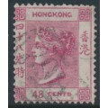 HONG KONG - 1865 48c rose-carmine QV, crown CC watermark, used – SG # 17a