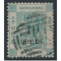 HONG KONG - 1880 10c on 24c green QV, crown CC watermark, used – SG # 27
