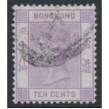 HONG KONG - 1880 10c mauve QV, crown CC watermark, used – SG # 30