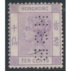 HONG KONG - 1882 10c dull mauve QV, crown CA watermark, private perfin, MNG – SG # 36