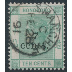 HONG KONG - 1891 7c on 10c green QV, crown CA watermark, Shanghai cancel – SG # 43 / Z806