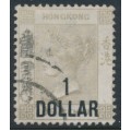 HONG KONG - 1898 $1 on 96c grey QV, crown CA watermark, used – SG # 52a