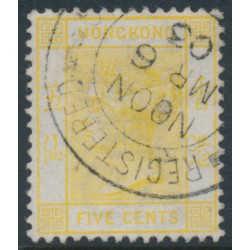 HONG KONG - 1900 5c yellow QV, crown CA watermark, used – SG # 58