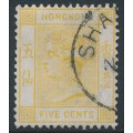 HONG KONG - 1900 5c yellow QV, crown CA watermark, used – SG # 58 / Z816