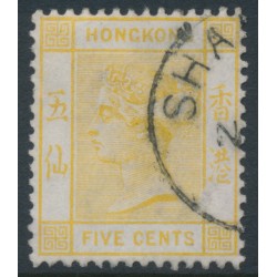 HONG KONG - 1900 5c yellow QV, crown CA watermark, used – SG # 58 / Z816