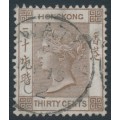 HONG KONG - 1901 30c brown QV, crown CA watermark, Swatow cancel – SG # 61 / Z933