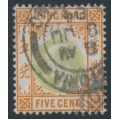 HONG KONG - 1903 5c green/orange KEVII, crown CA watermark, used – SG # 65