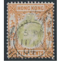 HONG KONG - 1903 5c green/orange KEVII, crown CA watermark, used – SG # 65