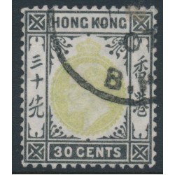HONG KONG - 1903 30c dull green/black KEVII, multi crown CA watermark, used – SG # 84