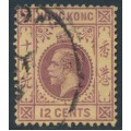 HONG KONG - 1912 12c purple on yellow KGV, multi crown CA watermark, used – SG # 106