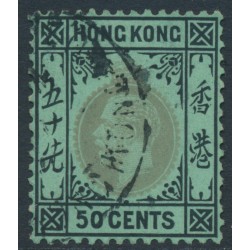 HONG KONG - 1917 50c black/green, olive back KGV, multi watermark, used – SG # 111b