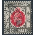 HONG KONG - 1921 $2 carmine-red/grey-black KGV, multi script CA watermark, used – SG # 130
