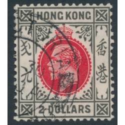 HONG KONG - 1921 $2 carmine-red/grey-black KGV, multi script CA watermark, used – SG # 130