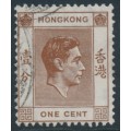HONG KONG - 1938 1c brown KGVI definitive, used – SG # 140