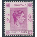 HONG KONG - 1947 50c bright purple KGVI definitive, perf. 14:14, MH – SG # 153c