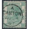 HONG KONG - 1884 10c green QV, crown CA watermark, used – SG # 37a / Z164