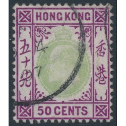 HONG KONG - 1906 50c green/magenta KEVII, multi crown CA watermark, used – SG # 85a