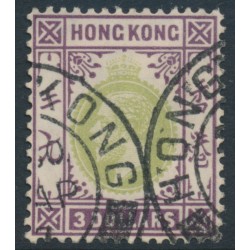 HONG KONG - 1926 $3 green/purple KGV, multi script CA watermark, used – SG # 131