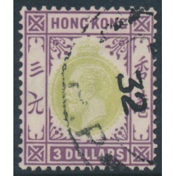 HONG KONG - 1926 $3 green/purple KGV, multi script CA watermark, used – SG # 131