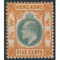 HONG KONG - 1906 5c dull green/brown-orange KEVII, multi crown CA watermark, MH – SG # 79a