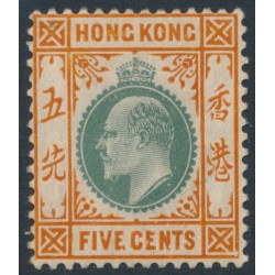 HONG KONG - 1906 5c dull green/brown-orange KEVII, multi crown CA watermark, MH – SG # 79a