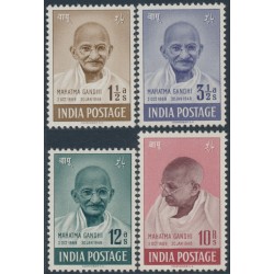 INDIA - 1948 1½a to 10R Mahatma Gandhi set of 4, MNH – SG # 305-308