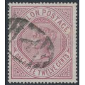 CEYLON - 1887 1R12c dull rose QV, crown CC watermark, perf. 14:14, used – SG # 201