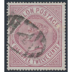 CEYLON - 1887 1R12c dull rose QV, crown CC watermark, perf. 14:14, used – SG # 201