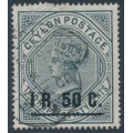 CEYLON - 1889 1.50R on 2.50R slate QV, crown CC watermark, used – SG # 254