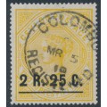 CEYLON - 1889 2.25R on 2.50R yellow QV, crown CC watermark, used – SG # 255