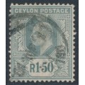 CEYLON - 1905 1.50R grey KEVII, multi crown CA watermark, used – SG # 287