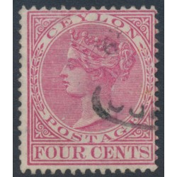 CEYLON - 1884 4c rose QV, perf. 14:14, crown CA watermark, used – SG # 149