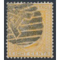 CEYLON - 1883 8c orange-yellow QV, perf. 14:14, crown CA watermark, used – SG # 150