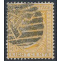 CEYLON - 1883 8c orange-yellow QV, perf. 14:14, crown CA watermark, used – SG # 150