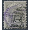 CEYLON - 1885 56c on 96c drab QV, perf. 14:14, crown CC watermark, used – SG # 170