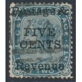 CEYLON - 1885 5c on 32c slate QV, perf. 14:12½, crown CC watermark, used – SG # 172