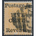 CEYLON - 1885 5c on 8c orange-yellow QV, perf. 14:14, crown CA watermark, used – SG # 179