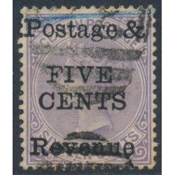 CEYLON - 1885 5c on 16c pale violet QV, perf. 14:14, crown CA watermark, used – SG # 180