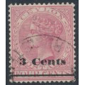 CEYLON - 1892 3c on 4c rose Queen Victoria, used – SG # 242