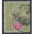 CEYLON - 1900 12c sage-green/rose QV, used – SG # 260